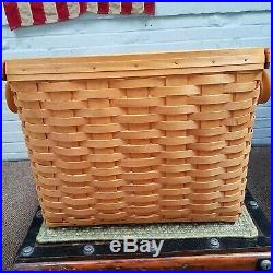 Longaberger Newspaper Basket Set Protector Liner Wrought Iron Rack 2001 COUNTRY