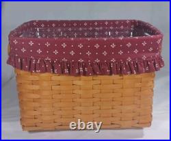 Longaberger Newspaper / Magazine Basket withLiner, Protector, & Iron Stand Longaberger Newspaper / Magazine Basket withLiner, Protector, & Iron Stand