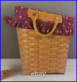 Longaberger Newspaper / Magazine Basket withLiner, Protector, & Iron Stand Longaberger Newspaper / Magazine Basket withLiner, Protector, & Iron Stand