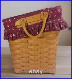 Longaberger Newspaper / Magazine Basket withLiner, Protector, & Iron Stand Longaberger Newspaper / Magazine Basket withLiner, Protector, & Iron Stand