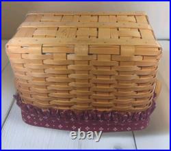 Longaberger Newspaper / Magazine Basket withLiner, Protector, & Iron Stand Longaberger Newspaper / Magazine Basket withLiner, Protector, & Iron Stand