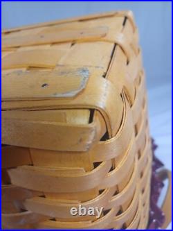 Longaberger Newspaper / Magazine Basket withLiner, Protector, & Iron Stand Longaberger Newspaper / Magazine Basket withLiner, Protector, & Iron Stand
