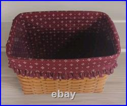 Longaberger Newspaper / Magazine Basket withLiner, Protector, & Iron Stand Longaberger Newspaper / Magazine Basket withLiner, Protector, & Iron Stand