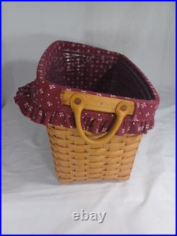 Longaberger Newspaper / Magazine Basket withLiner, Protector, & Iron Stand Longaberger Newspaper / Magazine Basket withLiner, Protector, & Iron Stand