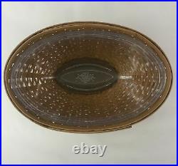 Longaberger Oval Bowl Basket Rich Brown with Lidded Protector New