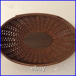 Longaberger Oval Bowl Basket Rich Brown with Lidded Protector New
