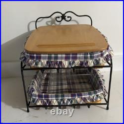 Longaberger Paper Tray Baskets 2 Tier Wrought Iron Rack Lid Liners 1999 VTG