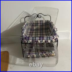 Longaberger Paper Tray Baskets 2 Tier Wrought Iron Rack Lid Liners 1999 VTG