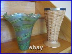 Longaberger Pedestal Vase with Glass Trumpet Insert C Club shipping included