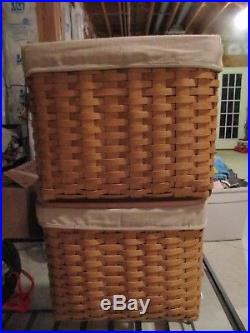 Longaberger Personal File Basket with Oatmeal Liner, Lid, Protector NICE SET