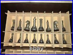 Longaberger Pewter & Brass Chess Set for 2001 Fathers Day checkerboard basket