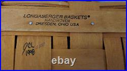 Longaberger Picnic Basket Large Lid Floral Liner Vintage 1998 Warm Brown