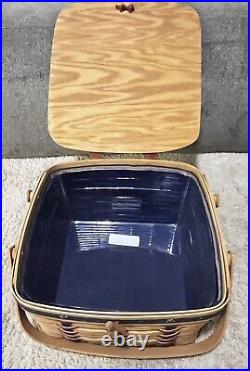 Longaberger Picnic Basket Small Proudly American Set & T-On WithShelf Signed