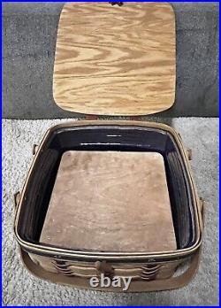 Longaberger Picnic Basket Small Proudly American Set & T-On WithShelf Signed