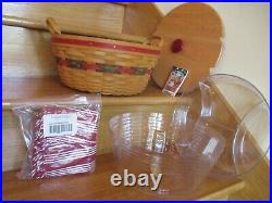 Longaberger Pinecone Red Christmas Basket Set with Lid nice shipping included