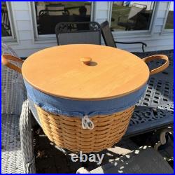 Longaberger Pot of Gold Work Around Basket W Plastic Protector Liner And Lid
