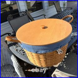 Longaberger Pot of Gold Work Around Basket W Plastic Protector Liner And Lid