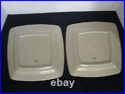 Longaberger Pottery Set 4 Woven Traditions IVORY 11 SOFT SQUARE DINNER PLATES