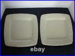 Longaberger Pottery Set 4 Woven Traditions IVORY 11 SOFT SQUARE DINNER PLATES