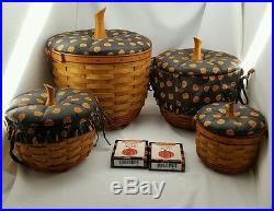 Longaberger Pumpkin Basket Set Lids Halloween Fall Large Medium Small Little