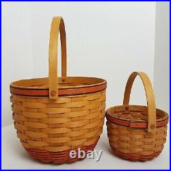 Longaberger Pumpkin Baskets+Fabric Lids+Prot. Complete Set-Retired HALLOWEEN EUC