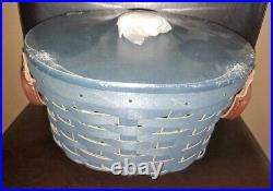 Longaberger RARE Denim Blue Fall Harvest Basket Set with lid MINT FREE SHIPPING