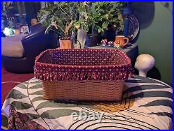 Longaberger RARE Hostess Hope Chedt Basket Protector Red Liner 1998 Huge XL Usa