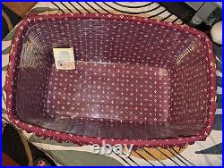 Longaberger RARE Hostess Hope Chedt Basket Protector Red Liner 1998 Huge XL Usa