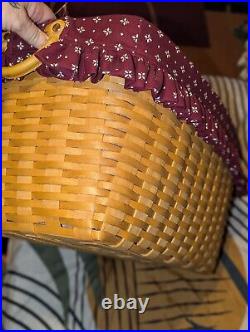 Longaberger RARE Hostess Hope Chedt Basket Protector Red Liner 1998 Huge XL Usa