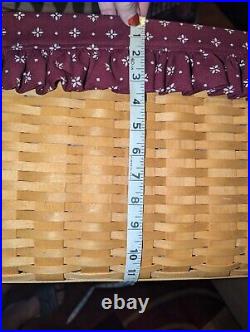 Longaberger RARE Hostess Hope Chedt Basket Protector Red Liner 1998 Huge XL Usa