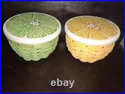 Longaberger RARE Lemon and Lime Basket sets with lids MINT FREE SHIPPING