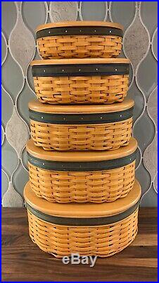 Longaberger RARE SIGNED BY 3! Collectors Club Shaker Harmony 5-Basket Set COMBO