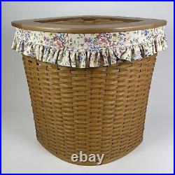 Longaberger RETIRED 2004 LARGE Corner Hamper Basket Wood Lid Liner & Protector Longaberger RETIRED 2004 LARGE Corner Hamper Basket Wood Lid Liner & Protector