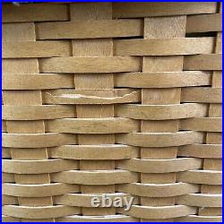 Longaberger RETIRED 2004 LARGE Corner Hamper Basket Wood Lid Liner & Protector Longaberger RETIRED 2004 LARGE Corner Hamper Basket Wood Lid Liner & Protector