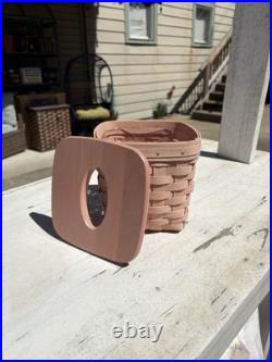 Longaberger Rare Pink Tall Tissue Basket Withprotector Longaberger Rare Pink Tall Tissue Basket Withprotector