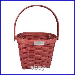 Longaberger Rare Retired 2005 Bold Red Basket Signed By 4 Family Members Silver