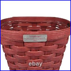 Longaberger Rare Retired 2005 Bold Red Basket Signed By 4 Family Members Silver