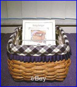 Longaberger Rare Retired Blue Ribbon Mending Basket Set + LID New- Free Ship