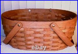 Longaberger Rare Retired Oval Market Basket & Protector Set-rich Brown New