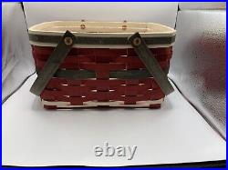 Longaberger Rare Santa Belly Rectangle Basket With Protector