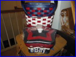 Longaberger Red White and Blue American Life Tote Set & Star Basket Set with Lid