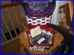 Longaberger Red White and Blue American Life Tote Set & Star Basket Set with Lid