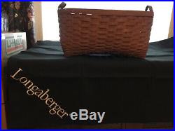 Longaberger Rich Brown Blanket Basket Set includes Protector