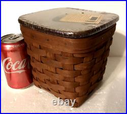 Longaberger Rich Brown Tall Tissue Basket with Lid in shrink wrap NEW