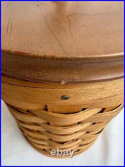 Longaberger Round Canister Basket Set with Wood Lids & Insert Protectors with Lids