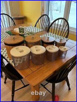 Longaberger Round Canister Set-28 Pcs-Wood Lids-Protector-top-Liners-tags SFPF