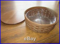 Longaberger Round Keeping Baskets w lids Stackable Set 4 Baskets Lot Rare Find