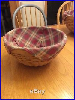Longaberger Serving Solutions Bowl Baskets set of 4 with liners, protectors