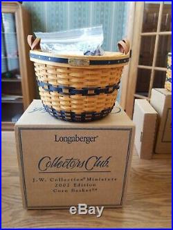 Longaberger Set Of 12 Jw J W Miniature Baskets Lines Protectors Boxes Free Ship