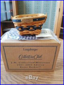Longaberger Set Of 12 Jw J W Miniature Baskets Lines Protectors Boxes Free Ship